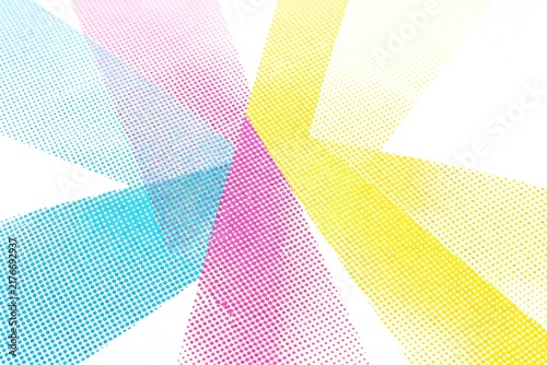 Abstract CMYK Halftone Dot Pattern, Cyan Magenta Yellow Print Array