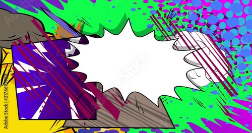 Cartoon background animation, comic book backdrop video. Retro comics pop art design.
