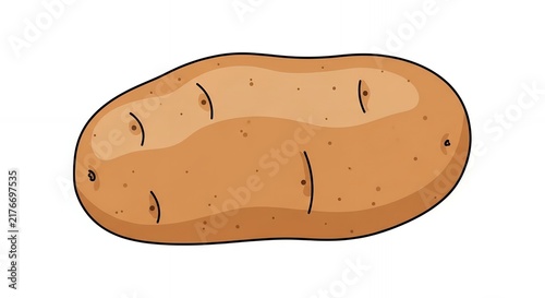 Single Whole Raw Potato Vegetable Illustration with Brown Skin and Eyes Isolated on White Background Graphic