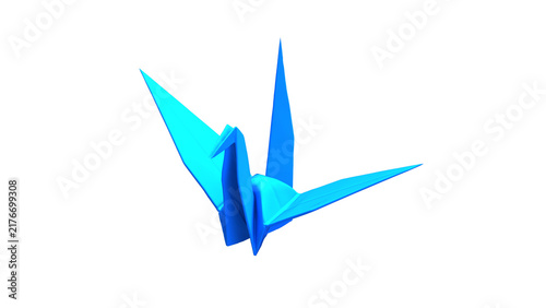 鶴 折り紙 3DCGレンダリング画像 透過png