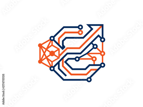 Abstract Digital Circuit Network And Data Flow Symbol