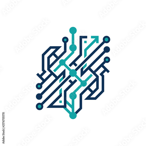 Abstract Digital Circuitry Symbol Representing Innovation And Connection