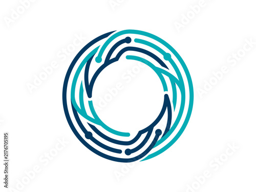 Abstract Circular Technological Network Design Graphic Element