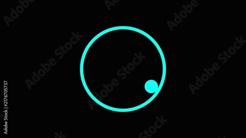 Cyan Geometric Featuring a Circle with a Small Cyan Dot on a Black Background.