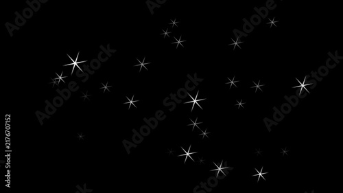 Bright white glowing stars twinkling on black background