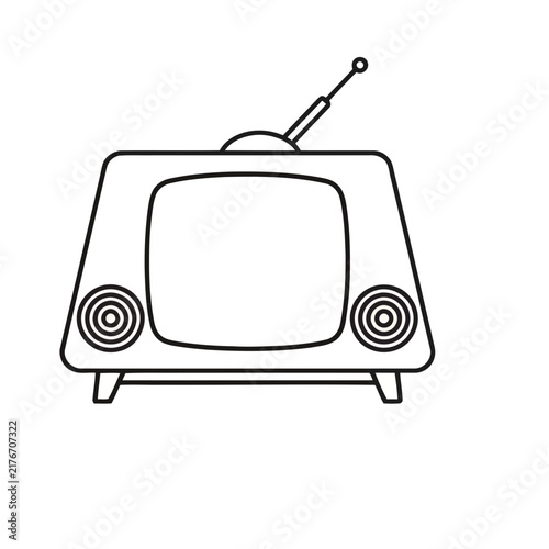 Retro Television Line Art