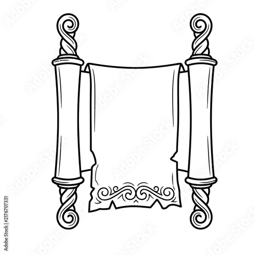 Scroll with ornate handles and decorative border