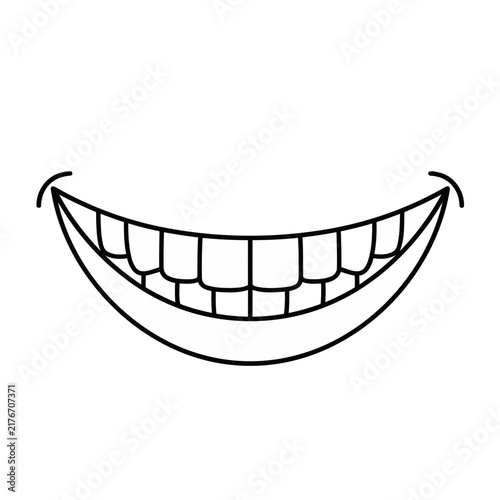 Smiling mouth with teeth outline