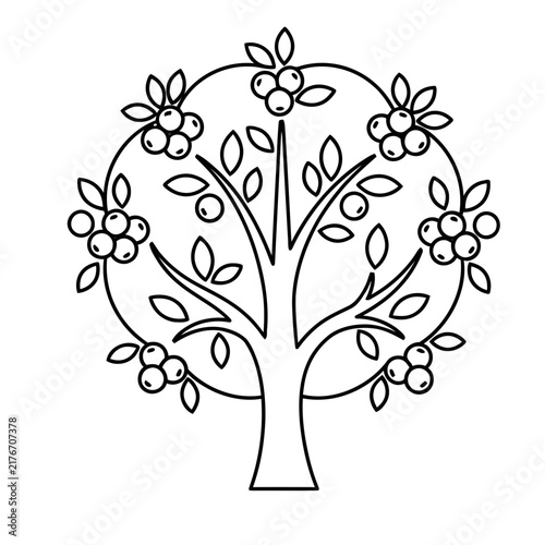 Stylized tree with berries and leaves