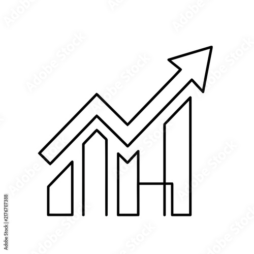 Upward trending graph with arrow