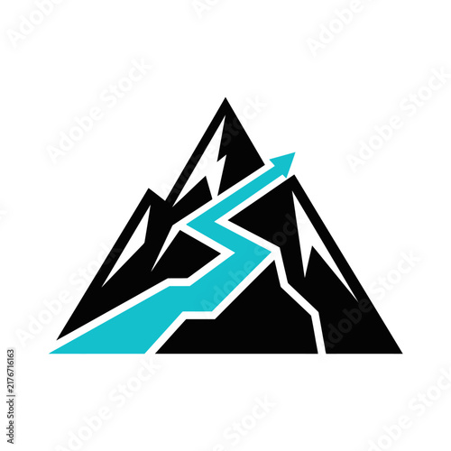 Mountain Summit Arrow Pathway Vector Graphic Design