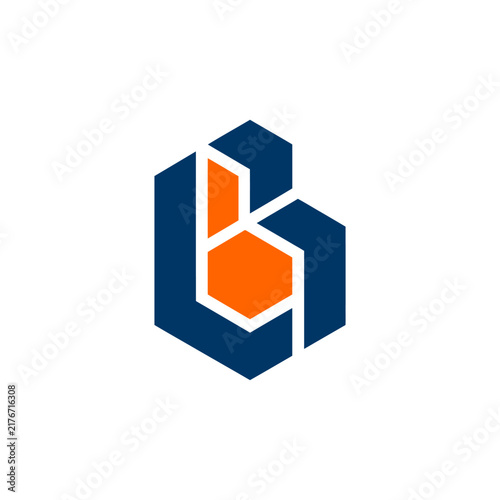 Modern Hexagonal Geometric Logo Design With Blue And Orange Accents