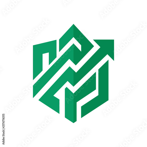 Modern Green Geometric Logo Design Symbolizing Growth And Security
