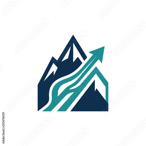 Mountain Peak Arrow Graph Illustrating Growth And Success