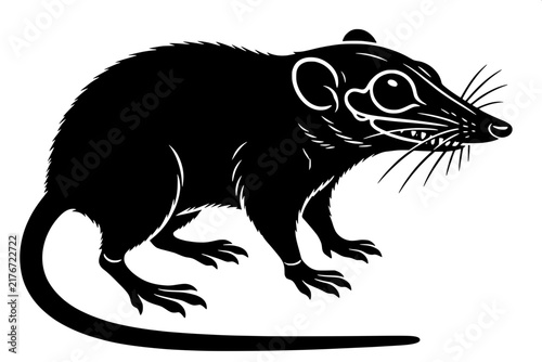 Black and White Etruscan Shrew Scientific Vector Illustration