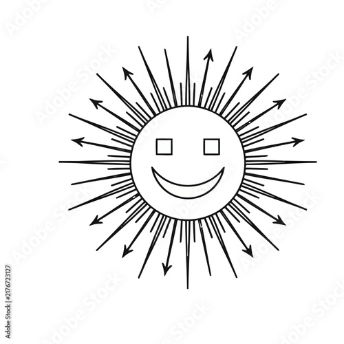 Sun with Arrows and Smiling Face