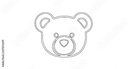 Simple Line Art Teddy Bear Face Isolated Icon