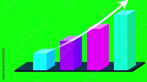 A vibrant ascending bar graph visualization depicting business growth and financial success on a bright green background