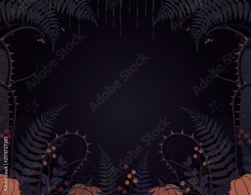 Eerie halloween backdrop featuring pumpkins ferns haunting designs perfect seasonal celebrations