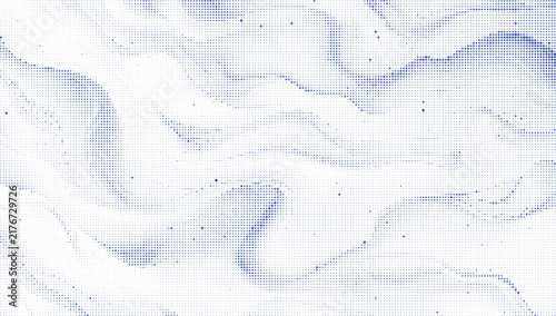 Flowing blue halftone wave pattern with scattered dots on transparent background tailored for marine themed digital art dynamic presentation slides.