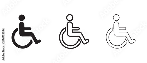 wheelchair accessibility symbols displayed in different line weights and styles for inclusive design projects