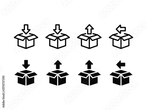 Box Arrow Icons, Left Right Up Down Directional Buttons for Web Labels Badges Signs and UI Symbols