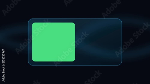 Video clip of a futuristic green battery charging indicator on a blue glassmorphism interface.