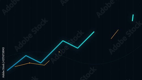 Abstract Motion Graphics featuring glowing cyan and orange lines on a dark grid background loop