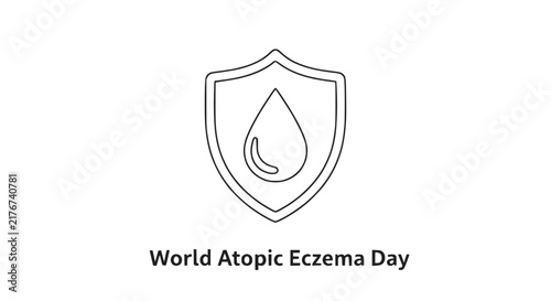 Shield with Water Drop Icon Isolated on Transparent Background - World Atopic Eczema Day