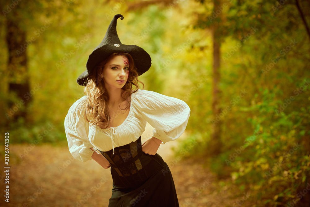 Naklejka premium Witch Autumn Forest