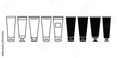 Cosmetic Icons, Skincare Bottle Jar Dropper Tube Foundation Lipstick Perfume Shampoo Soap Spray and Beauty Packaging