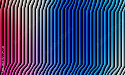 Abstract colorful vertical lines pattern with gradient wavy 3d effect