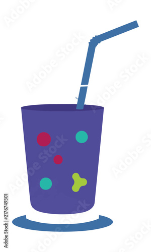 Vibrant purple fruit smoothie in a minimalist clear glass with a sleek straw on a white background, healthy beverage concept