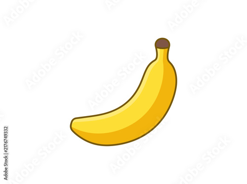 Fresh Yellow Banana with Stem Illustration.