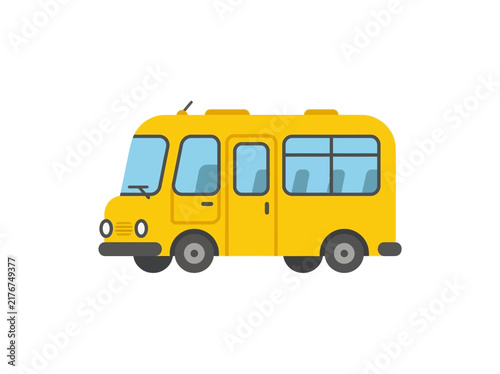 Yellow School Bus with Blue Windows Illustration.