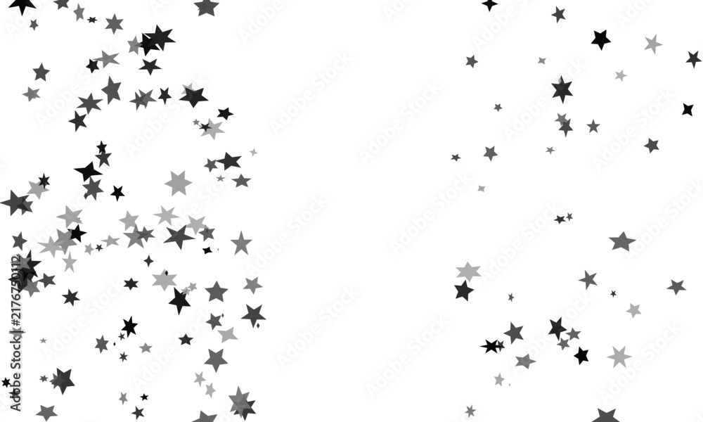 Obraz premium Scattered small dark stars in a dynamic celebratory pattern against a clean white background with soft shadows for festive design