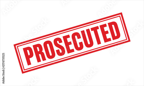Prosecuted Red Grunge Rubber Stamp Vector Seal Isolated On White Background