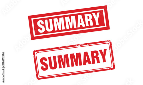 Summary Red Grunge Rubber Stamp Vector Sign Isolated On White Background