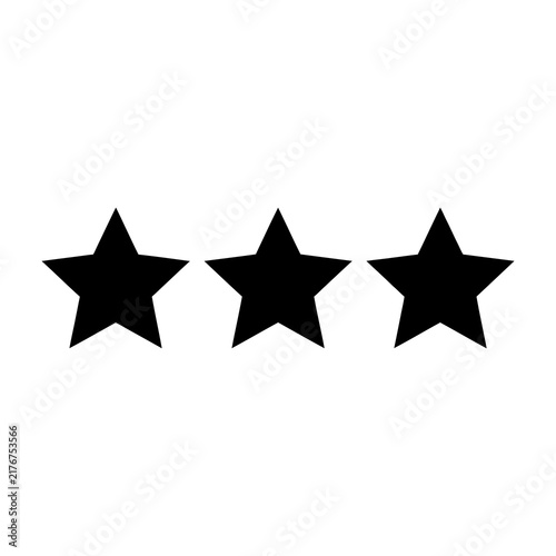 Foto Three black stars rating symbol on white background for reviews and feedback