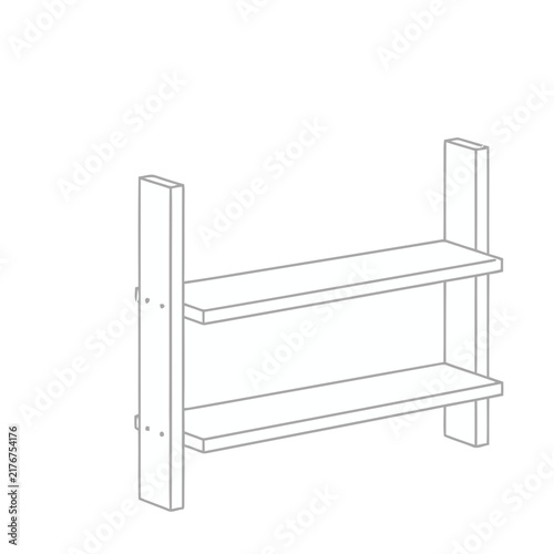 Two-tier shelf unit outline