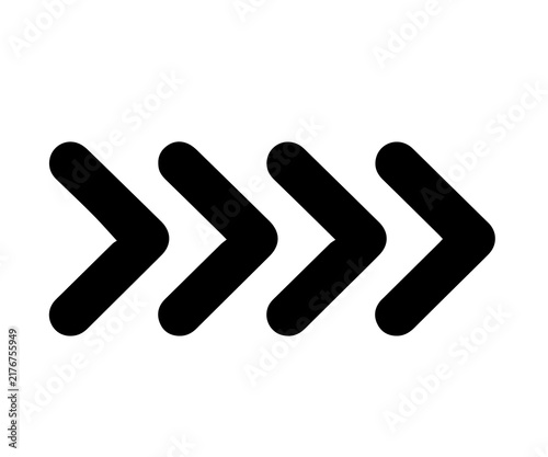 Plakat Black multiple right chevron arrows for fast forward or next action.