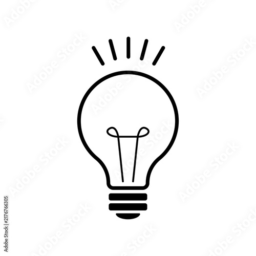 Lightbulb idea icon, bold line illustration of inspiration and creativity