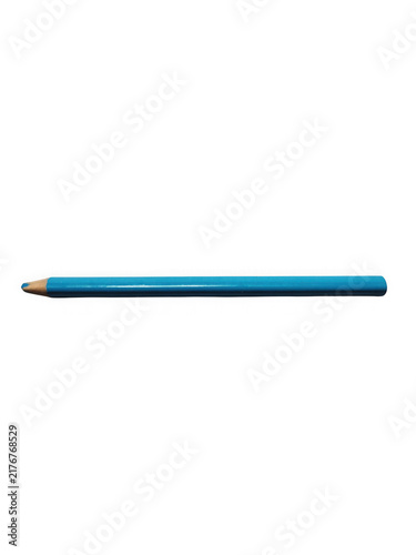Obraz na plátně Sharp graphite pencil with blue wood casing focused and isolated on a plain surf
