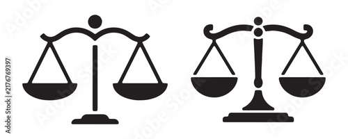 Canvas Print Justice scales silhouette for weighing justice and law balance conceptual symbol