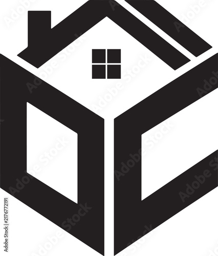 Abstract Geometric House Logo, Modern Real Estate Architecture Icon, Minimalist Home Symbol, Black and White Vector Design