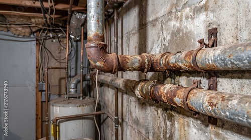 Photorealistic microstock photo of old galvanized steel pipe