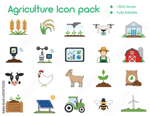 agriculture icon set design 