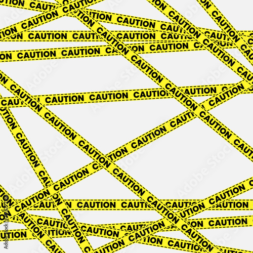 Yellow caution tape background with crime scene hazard warning lines