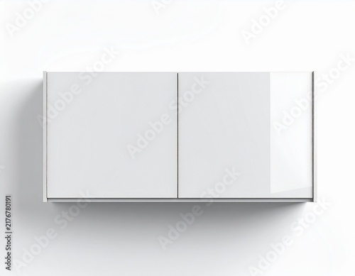 Modern Floating Wall Cabinet with Matte White Finish on White Background