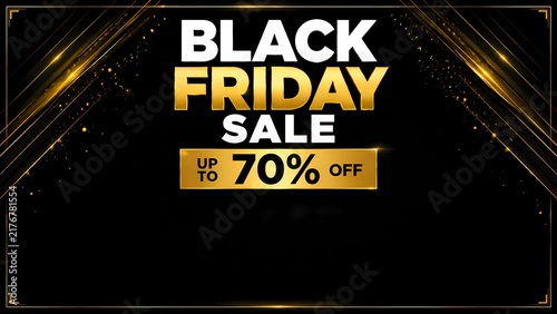 Black Friday sale banner with gold text on dark red